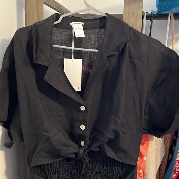 VITAMIN A PLAYA CUTOUT MIDI DRESS (linen) Large from Anthropologie - Picture 2 of 8